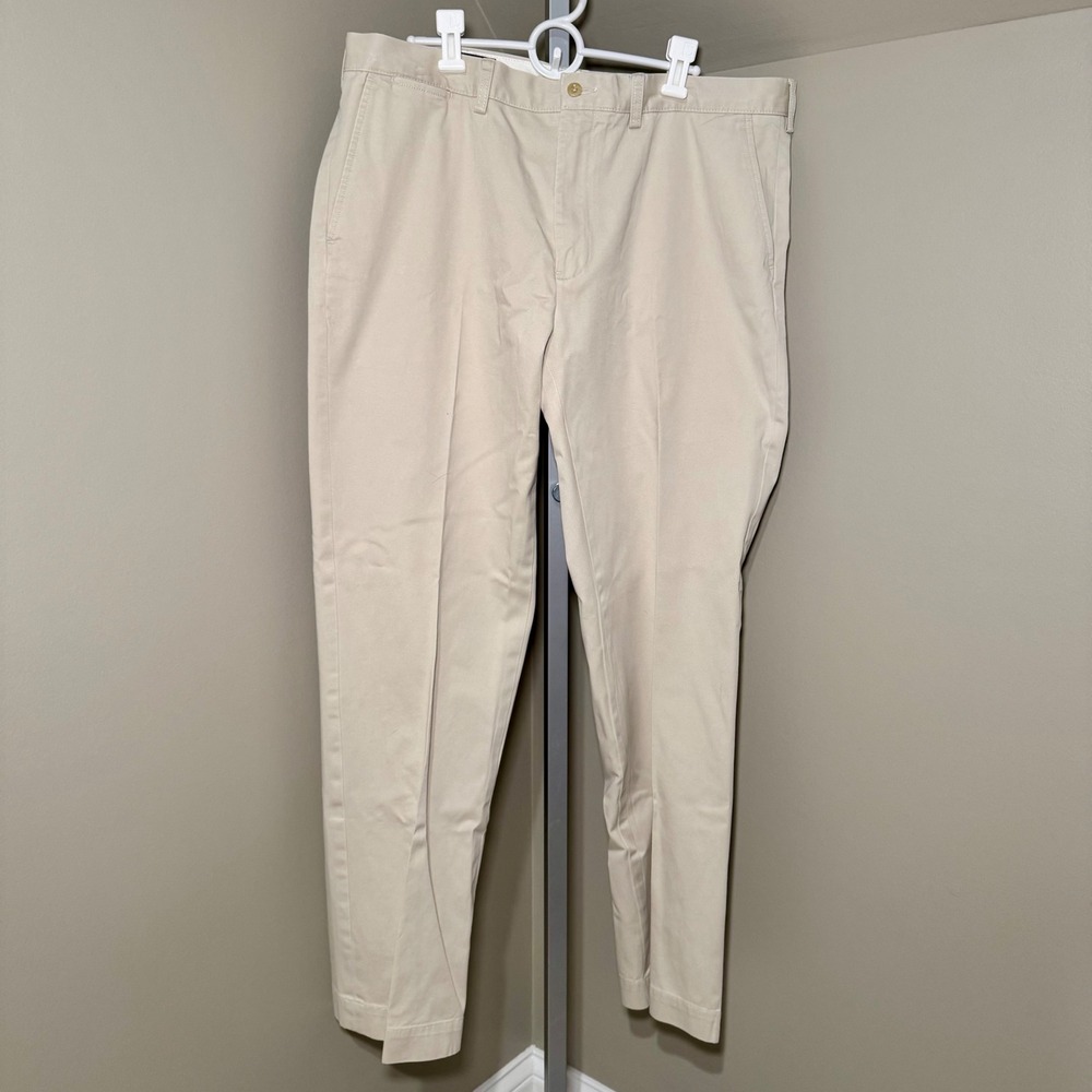 Polo Ralph Lauren Preston Pant Khaki Mens Size‎ 38x34 Flat Front 100% Cotton